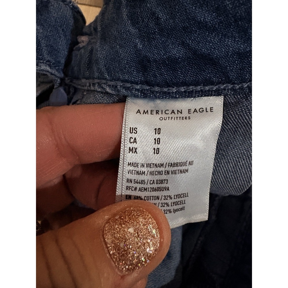 American Eagle Pleated Jeans Mini Skirt Denim Women's 10 Medium Wash Stretch - Picture 3 of 5